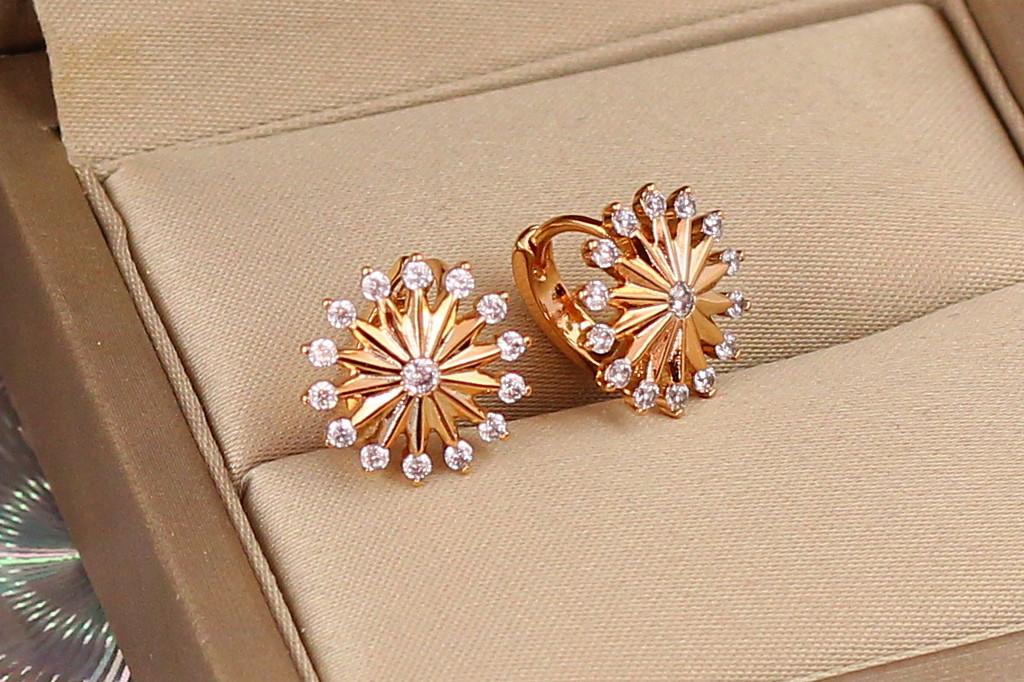 Серьги детские Xuping Jewelry Зонтик с фианитами 1,1 см Золотистый (1752143241)