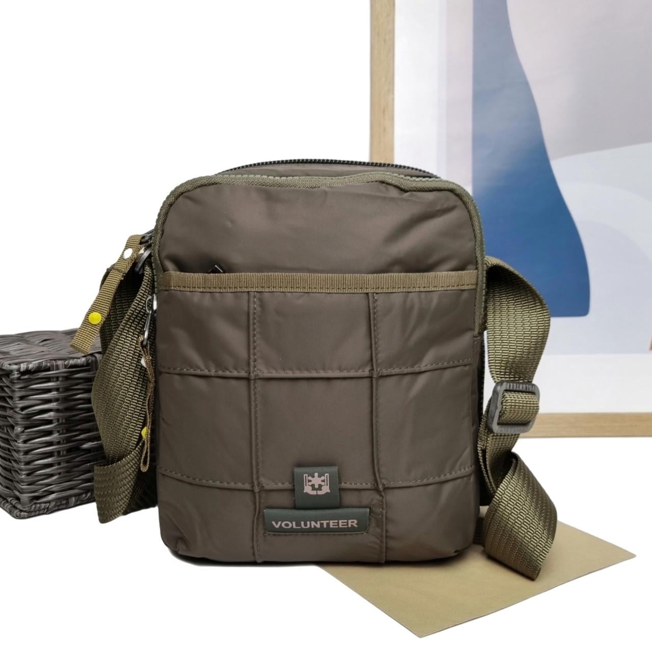 Чоловіча сумка Volunteer через плече поліестер Хакі (1590-12 green)