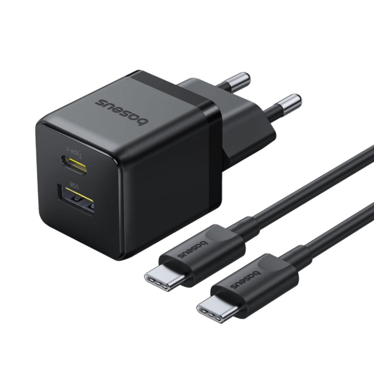 Зарядка мережна BASEUS Palm 30 Вт C+U з кабелем USB-C 60W Чорний (618374)