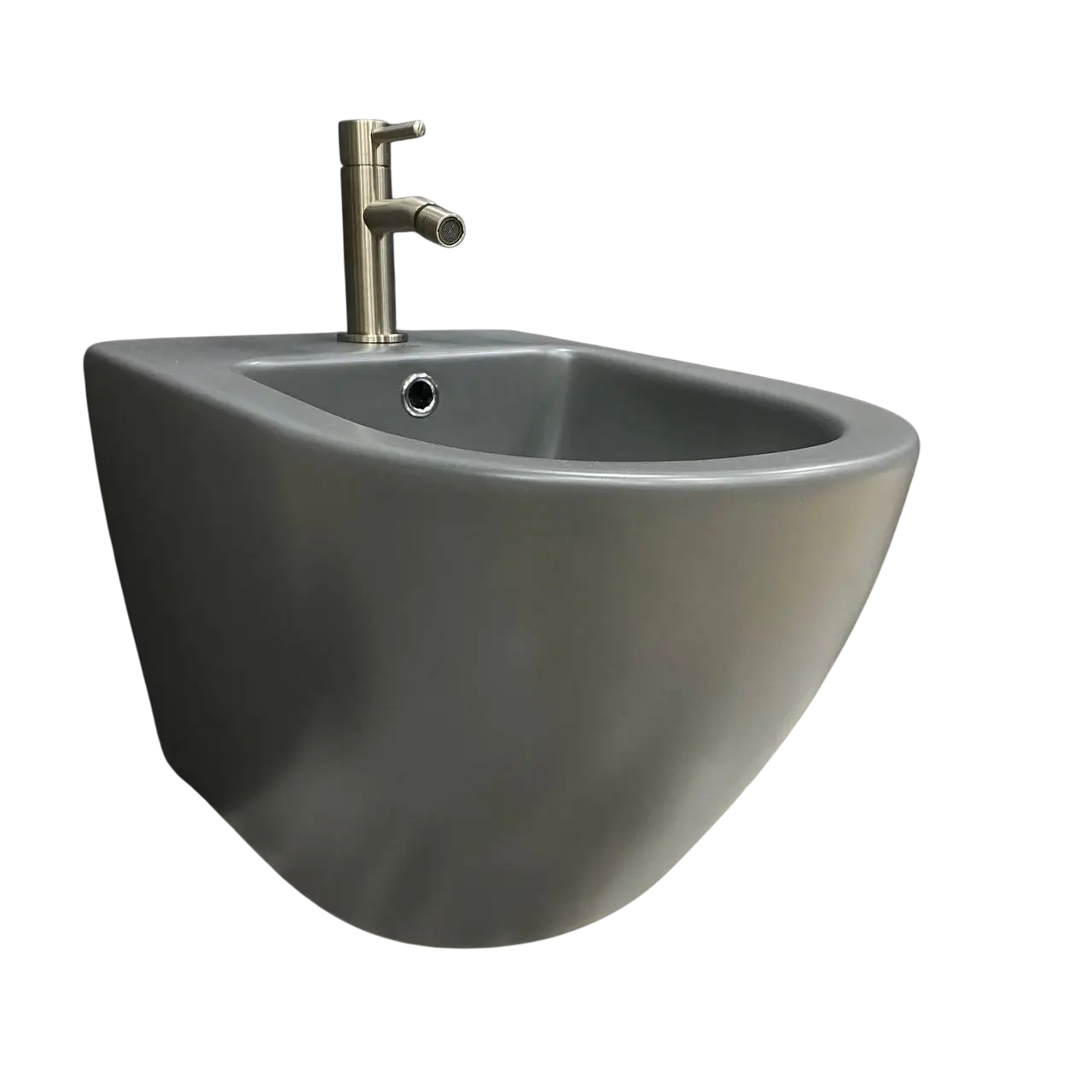 Биде подвесное VBI Vulcano округлое 490x365 мм Серый матовый (RM-VBI-020411)