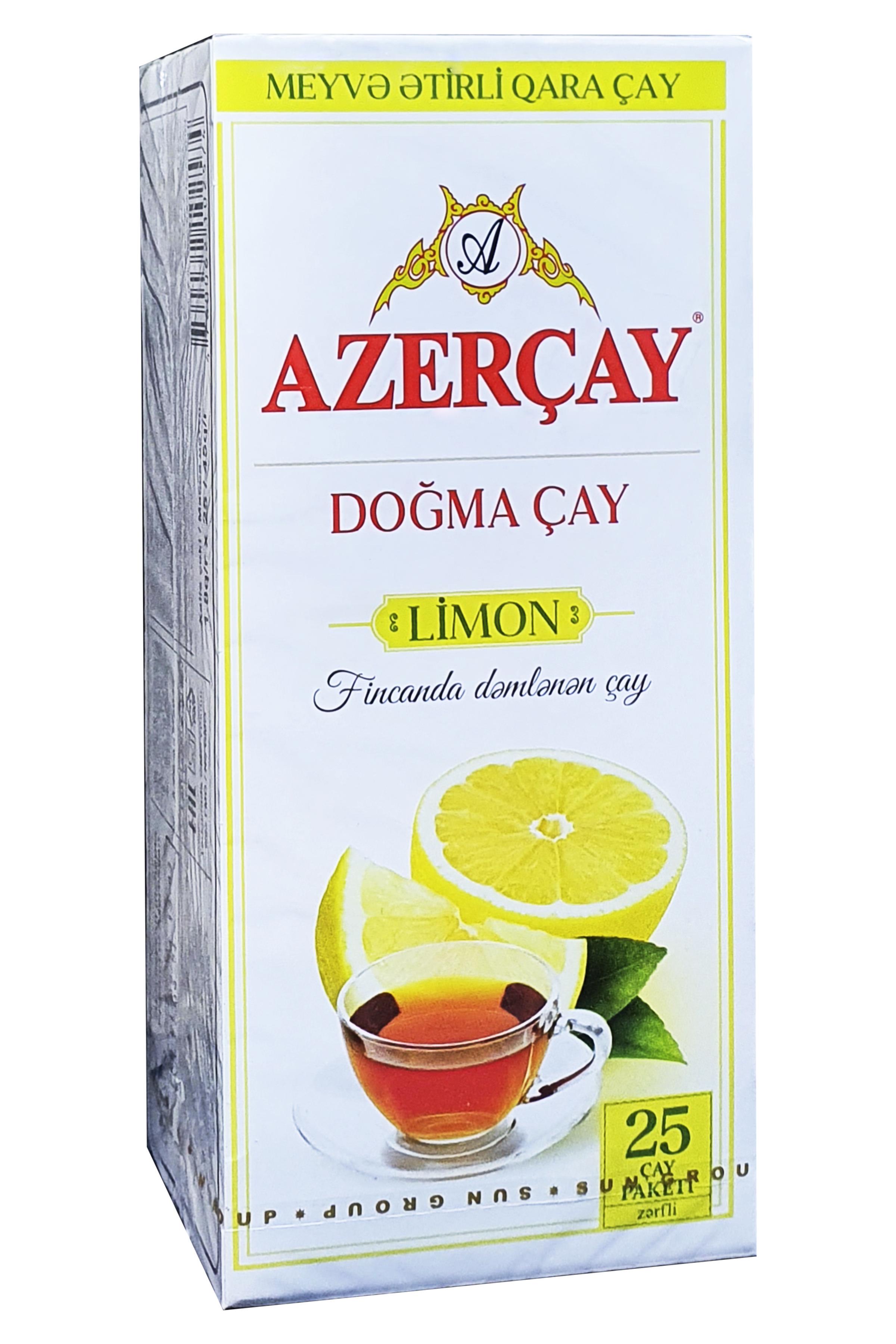 Чай черный Азерчай с ароматом лимона в пакетиках 25 пакетиков 1,8 г (1517)