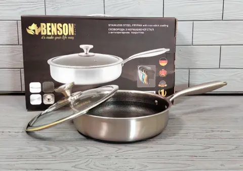 Cковорода глубокая Benson из нержавеющей стали 24 см (BN-586)