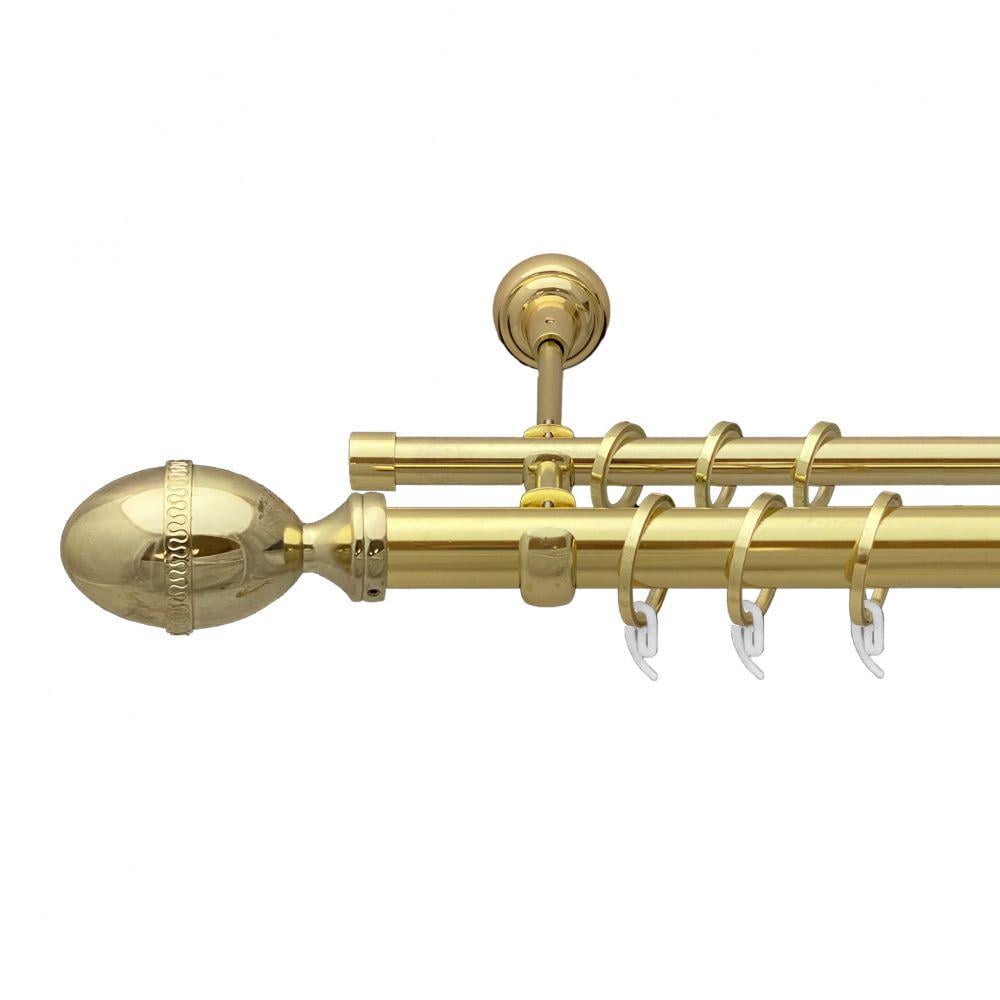 Карниз металлический Orvit Фарже двухрядный открытый/гладкая труба/кольцо фасонное металлическое Золото 25/16 мм 160 см (7035469)