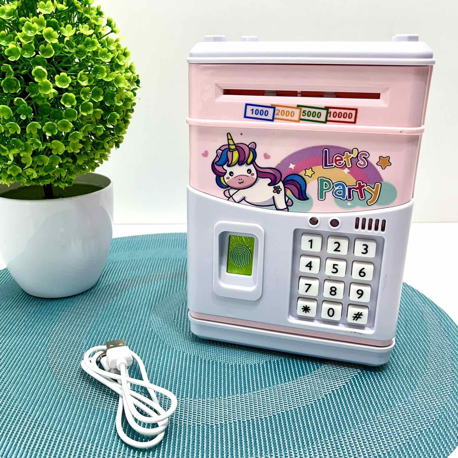 Сейф-копилка Банковский терминал с кодовым замком отпечаток Розовый (MK5398)