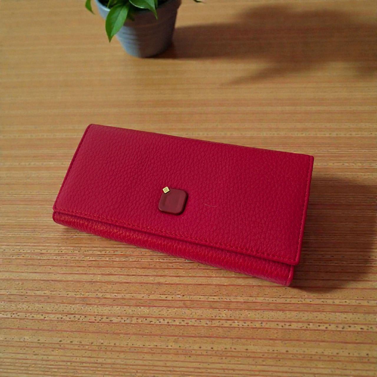 Кошелек женский на магните с наружным отделом для монет на молнии Saralyn L2-86 19х10 см Красный