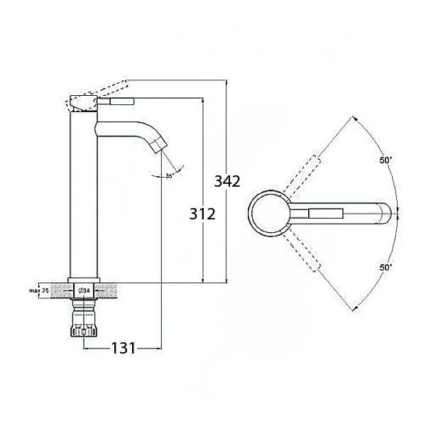 Змішувач для умивальника Wezer EKO11С-01 високий одноважільний Сатин (155195) - фото 2