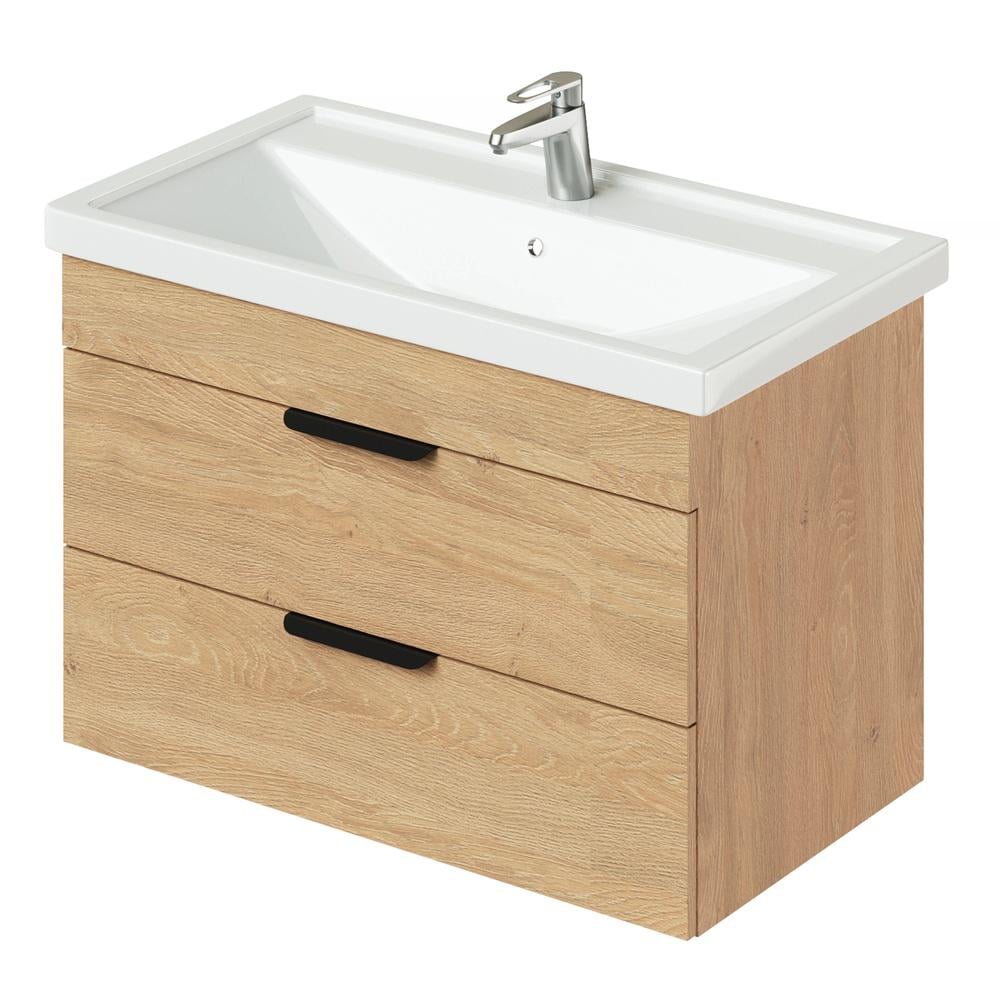 Тумба підвісна із раковиною MVK Vostok Lite 80 B1 800х450х530 мм Дуб кам'яний (8089db)