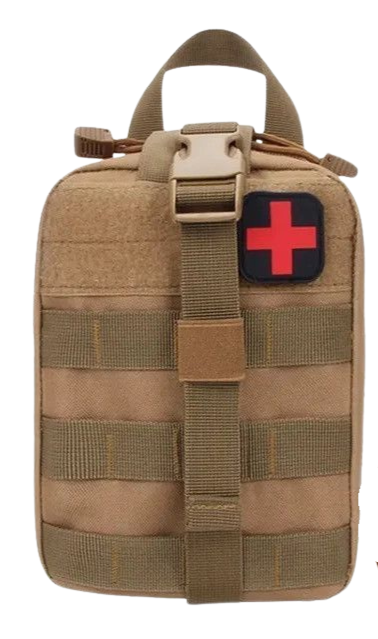 Подсумок аптечка медицинская тактическая сумка органайзер водонепроницаемый полиэстер с системой быстрого сброса и креплением MOLLE Койот (87)