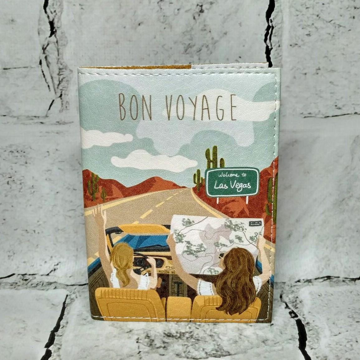 Обложка для паспорта Bon voyage экокожа 9,5х13,5 см (293)