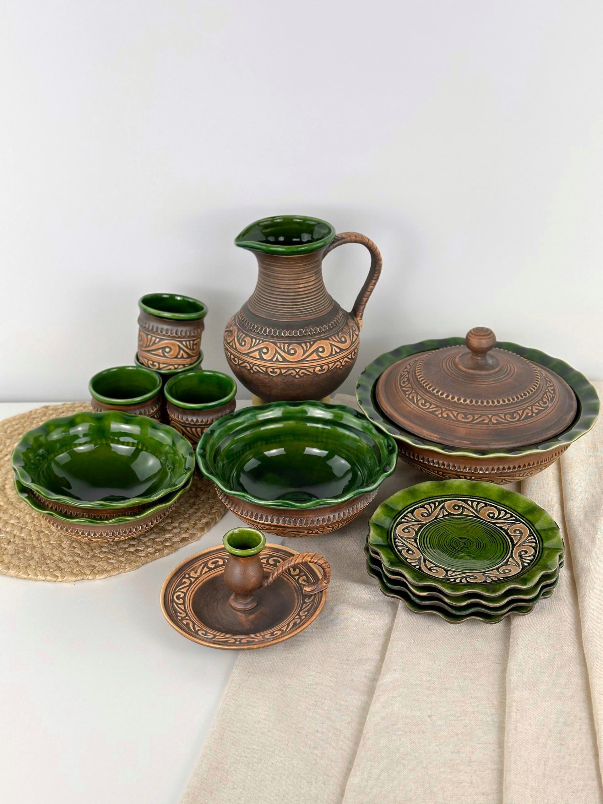 Набор глиняной посуды на 4 человека Гражда Коричневый (17019-2)