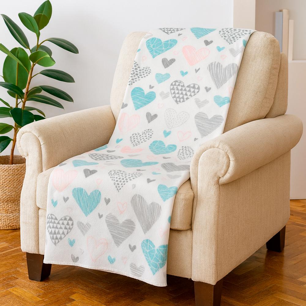 Плед флисовый Love You Нежные сердца 150x200 см (LY9105)