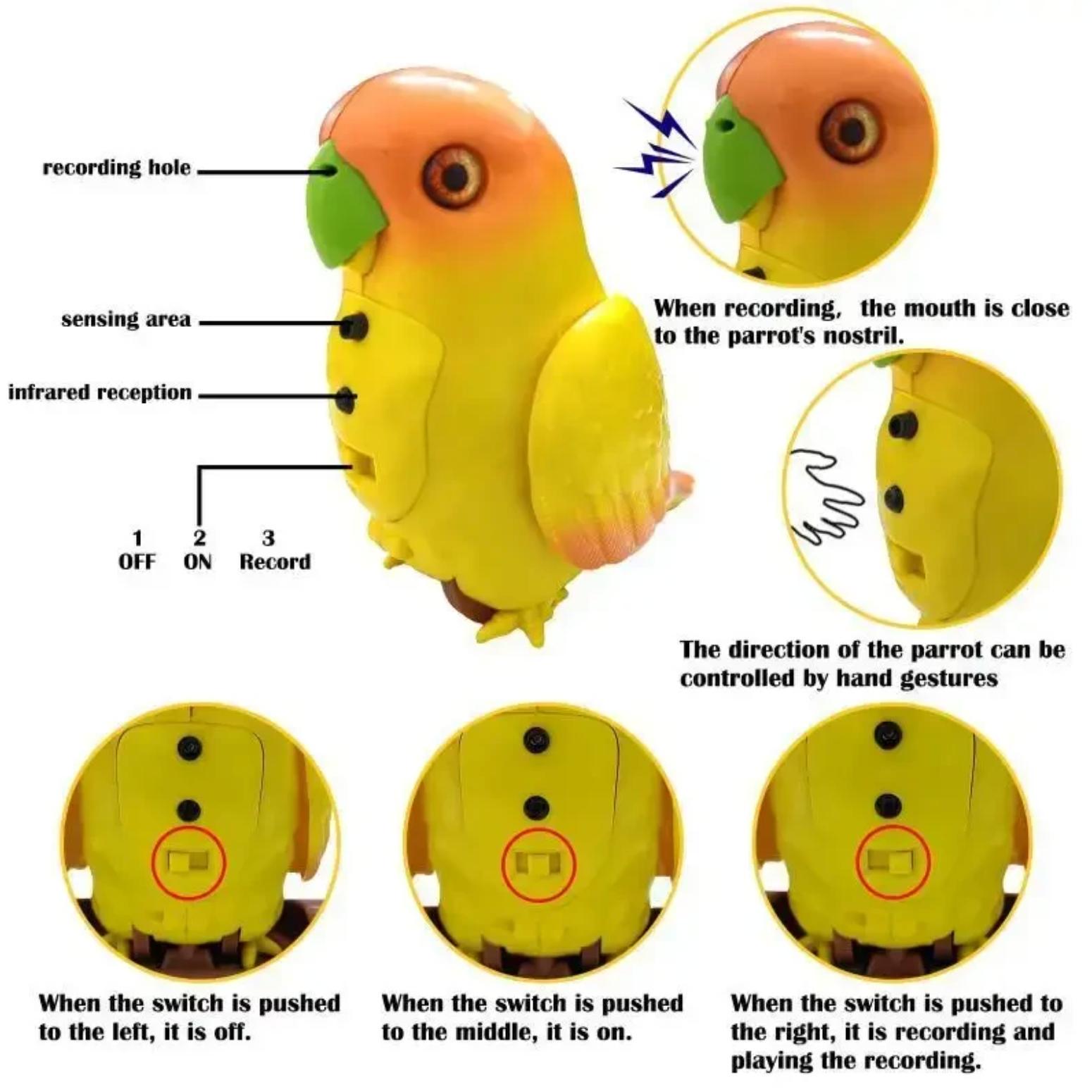 Интерактивная игрушка-повторюшка Funny Parrot TT8005 Желтый (21704772) - фото 2