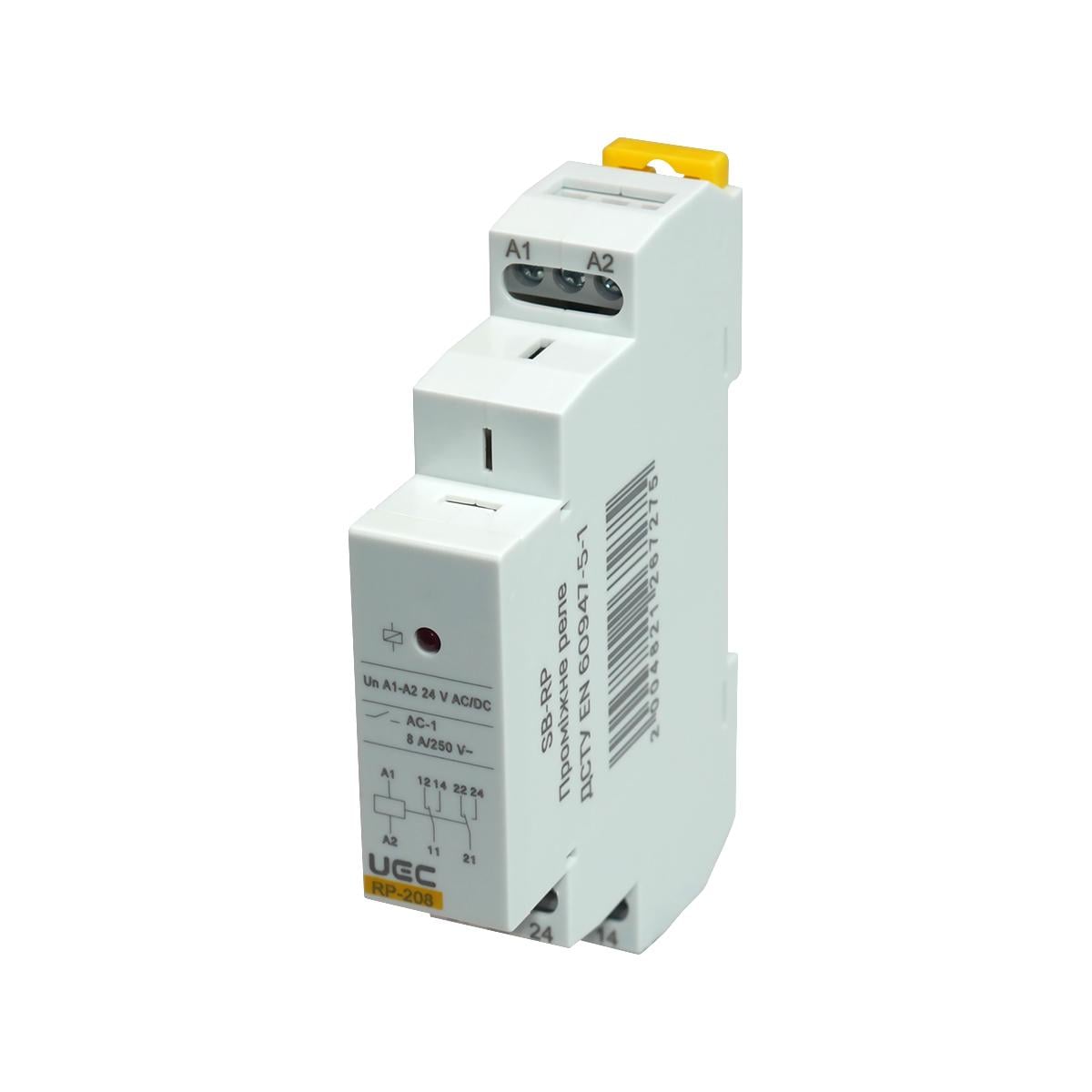 Реле промежуточное UEC RP-208 8А 2 контакта AC/DC 24V (SB-RP-208-ACDC24V)