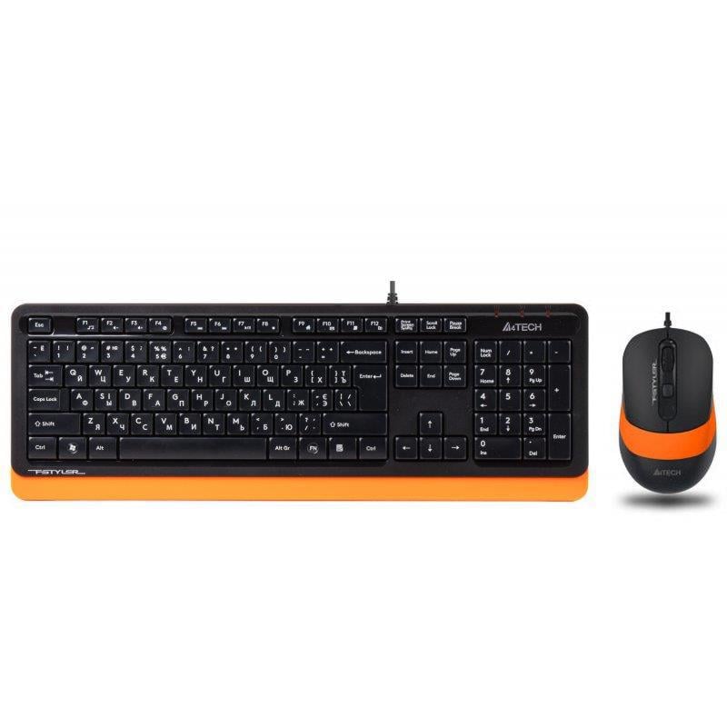 Комплект клавиатура и мышь A4Tech F1010 USB проводной Black/Orange (F1010 Orange)