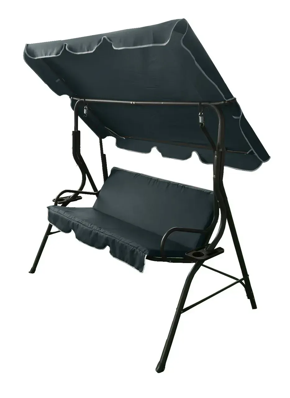 Качеля садовая трехместная VOLSO VS 3088 с подстаканниками и навесом 170x110x153 см Антрацит - фото 1 Качеля садовая трехместная VOLSO VS 3088 с подстаканниками и навесом 170x110x153 см Антрацит - фото 1