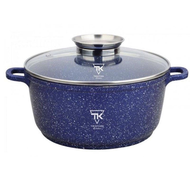 Кастрюля казан с мраморным антипригарным покрытием Top Kitchen 20 см 2,1 л Синий (TK00053)