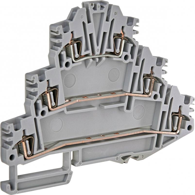 Клемма пружинная/наборная ETI ЕSP3-HLD.2 трехуровневая 24А 2,5 мм2 х 95х5,2х75 мм Серый (3903186)