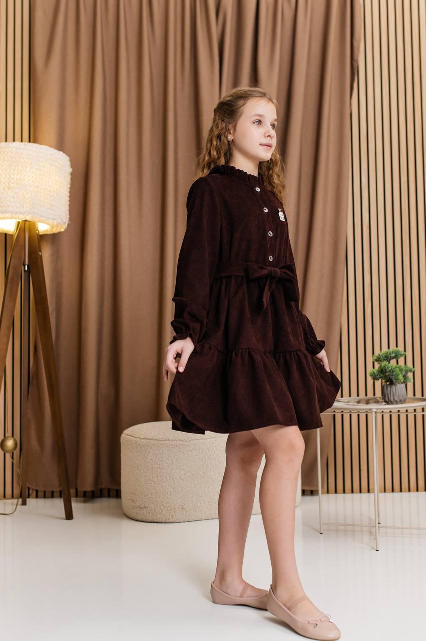 Сукня для дівчинки вельветова 128 см Шоколадний (D-7300-128ш) - фото 4 Сукня для дівчинки вельветова 128 см Шоколадний (D-7300-128ш) - фото 4