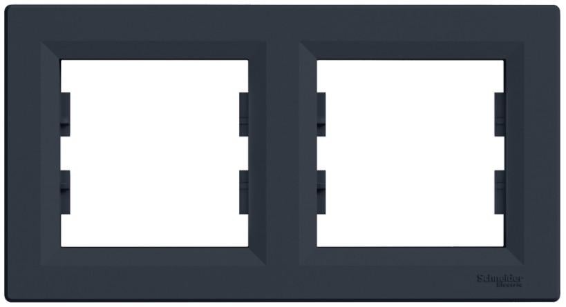 Рамка Schneider Electric двухместная Asfora горизонтальная ABS Черный (EPH5800271)
