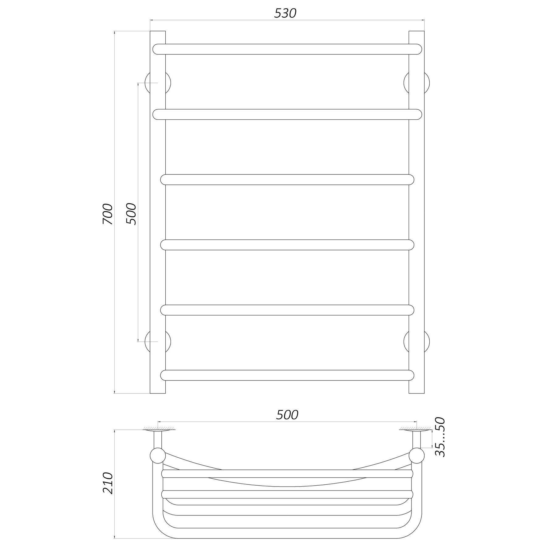 Полотенцесушитель UNIO Op W 700-500-6 Оливия с полкой (20859) - фото 4 Полотенцесушитель UNIO Op W 700-500-6 Оливия с полкой (20859) - фото 4