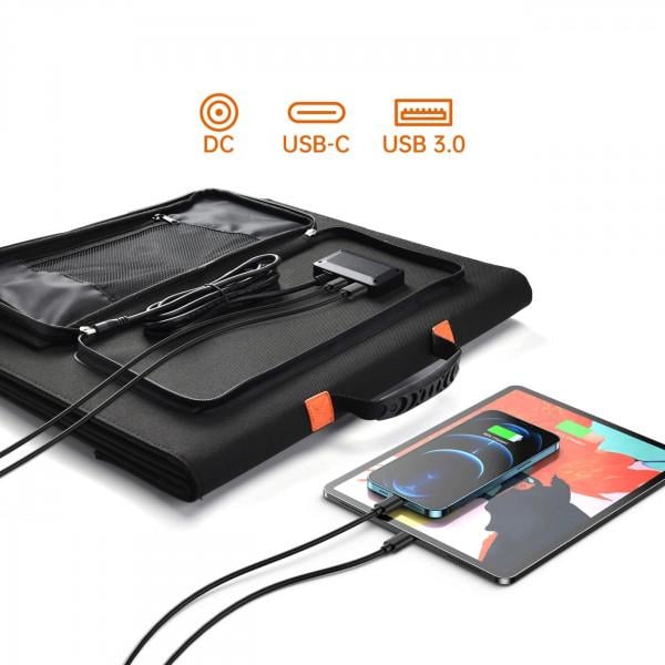 Солнечная панель Choetech 120W Solar Panel DC120W 1USB QC3.0 18W 1USB-C PD3.0 60W Black (SC008-V2-BK) - фото 5 Солнечная панель Choetech 120W Solar Panel DC120W 1USB QC3.0 18W 1USB-C PD3.0 60W Black (SC008-V2-BK) - фото 5