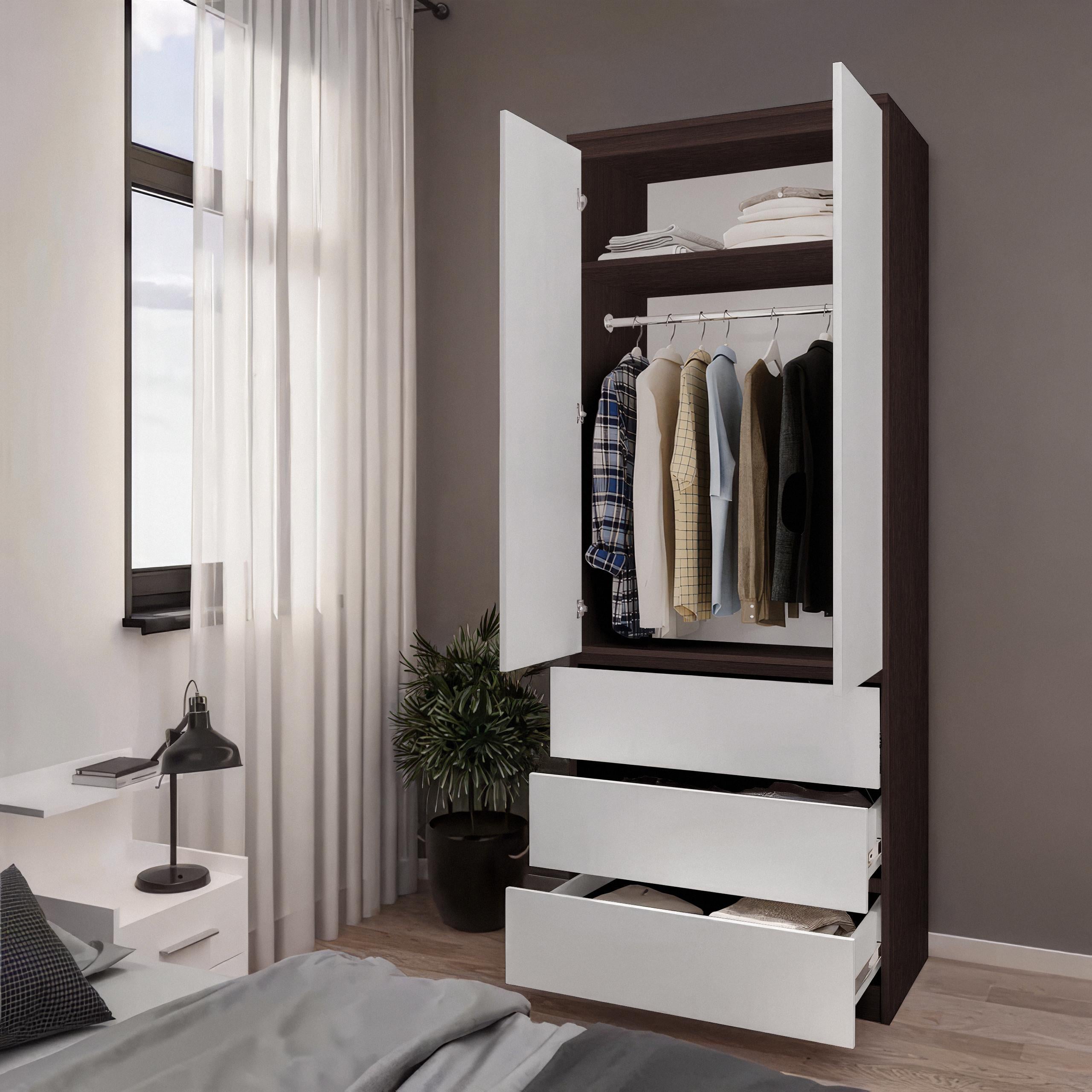 Шкаф со штангой и ящиками T-211 803х502х2117 мм Венге Магия/Белый