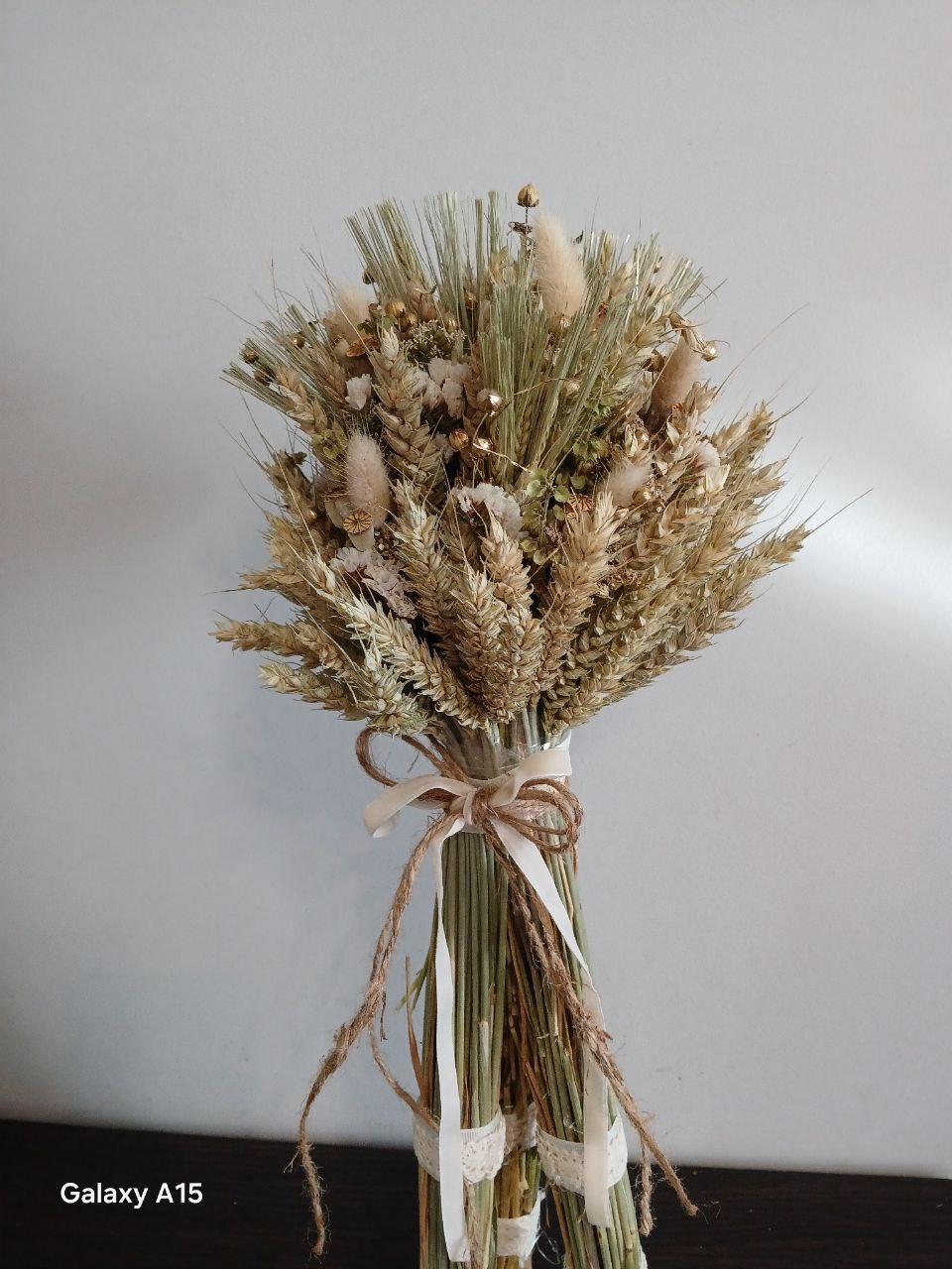 Дидух рождественский из колосья пшеницы/льна и овса на трех ножках 50-55 см с белой лентой (2822850612) - фото 7 Дидух рождественский из колосья пшеницы/льна и овса на трех ножках 50-55 см с белой лентой (2822850612) - фото 7