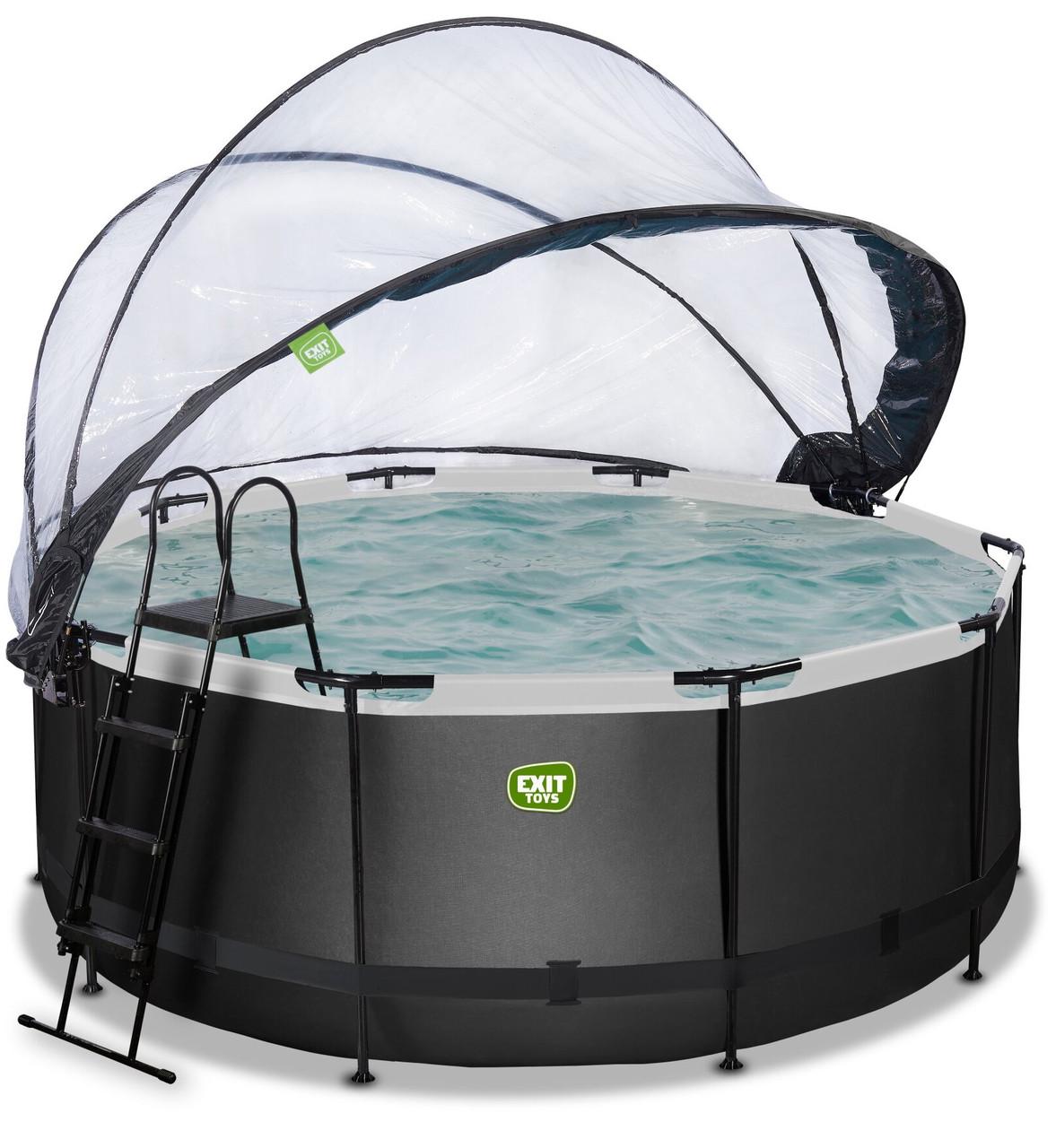 Бассейн с куполом EXIT Кожа с песочным фильтром 360х122 см Черный (2654930057)