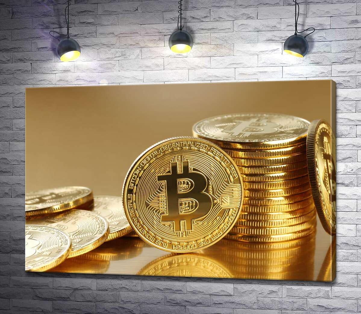 Картина ArtPoster Золотые монеты биткоина 130x87 см Модуль №1 (003989)