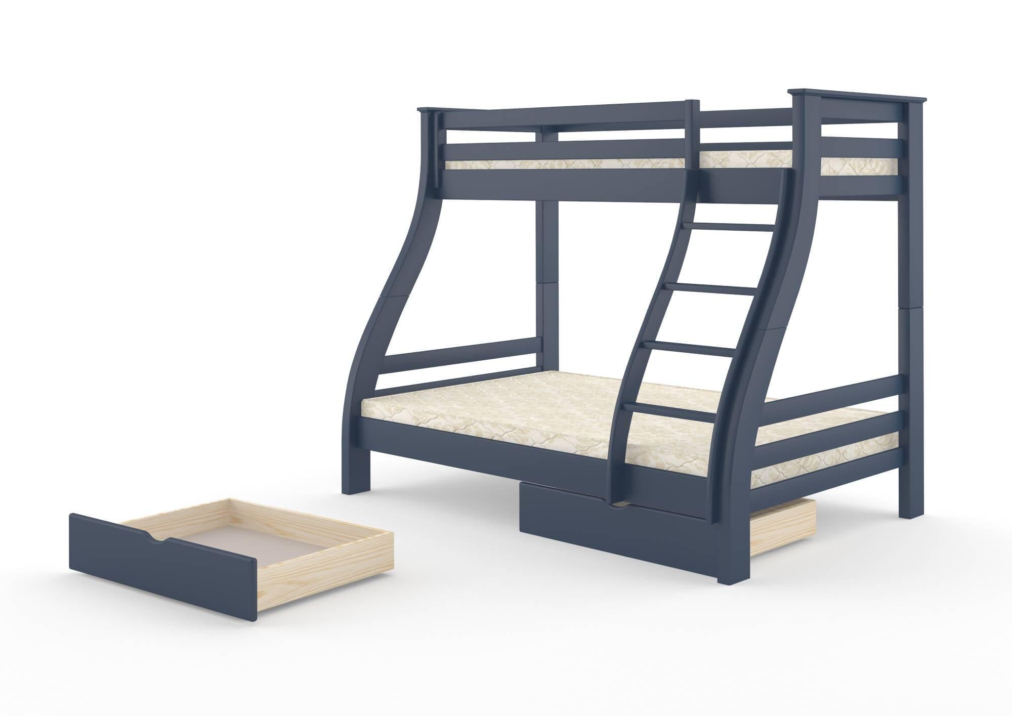 Кровать двухъярусная деревянная Mebigrand Аляска S 7010 R 90B с ящиками 140-90x190 см Синий (MBG-2267)