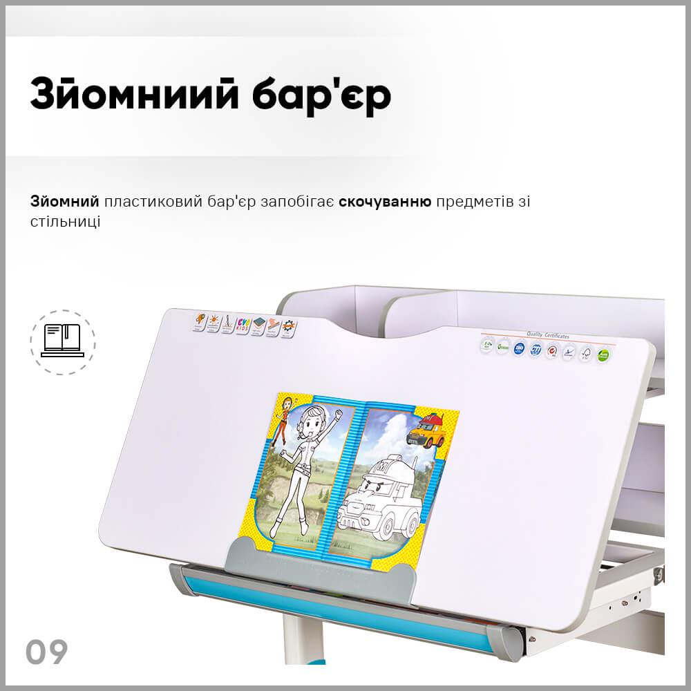 Детская школьная парта со стулом Evo-kids BD-22 G Серый - фото 9