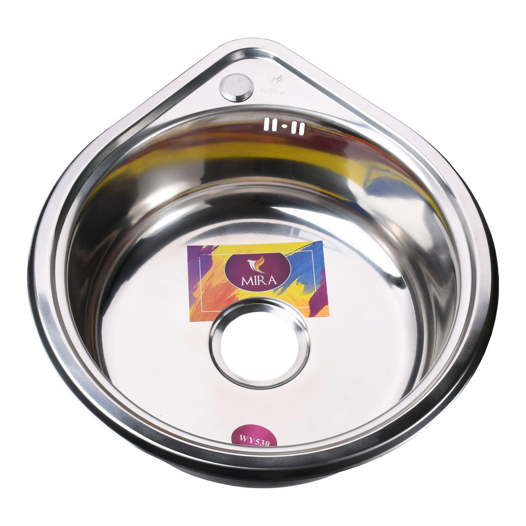 Мойка кухонная Mira 000014449 из нержавеющей стали круглая 480x530 мм 0.8 мм (25949580)