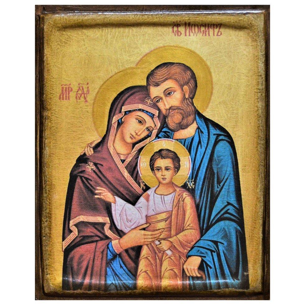 Икона Святое Семейство на дереве 30х20 см (102-0071С)