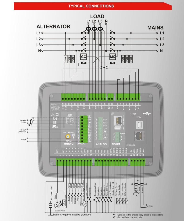 Многофункциональный контроллер генератора/двигателя/АВР DATAKOM D-500-MK3 с MPU+J1939 - фото 3