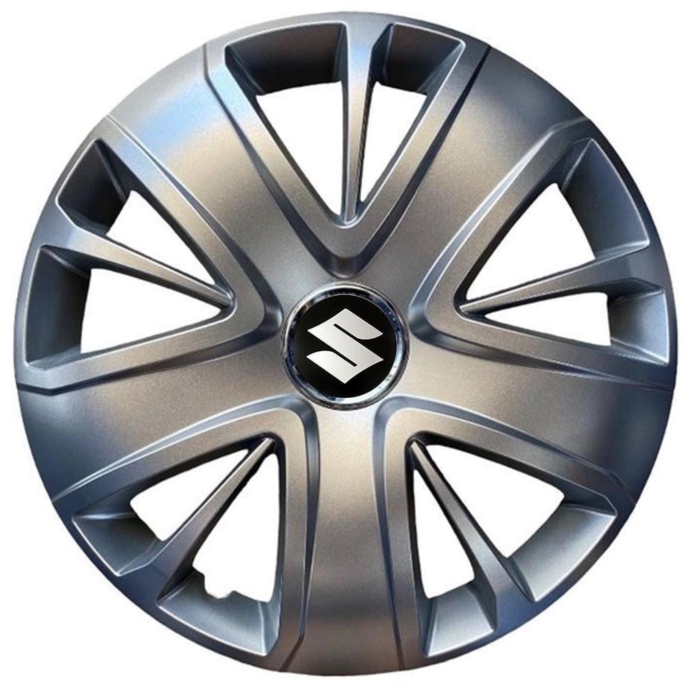 Колпаки SJS 428 с логотипом Suzuki R16 4 шт. Серебряный