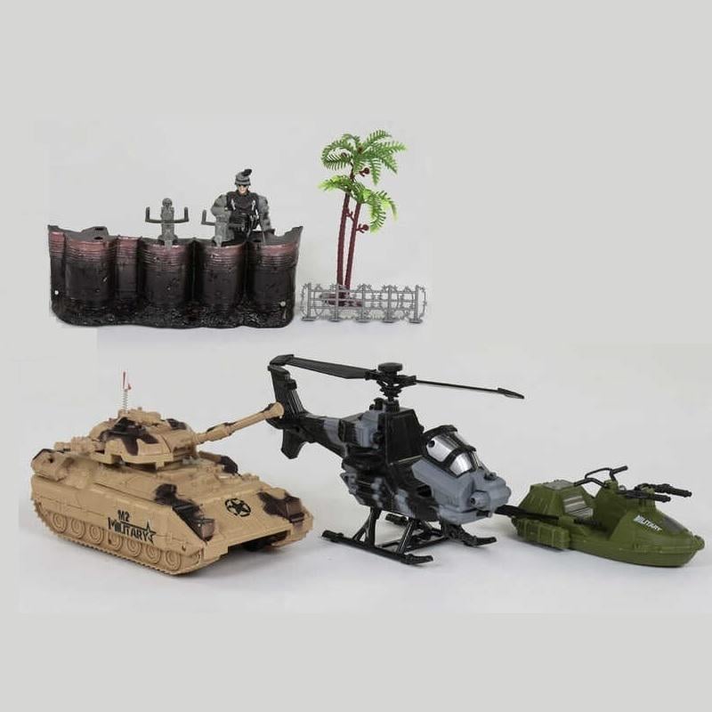 Набор военный игровой HW Танк вертолет военная лодка солдат оружие Khaki (82154)