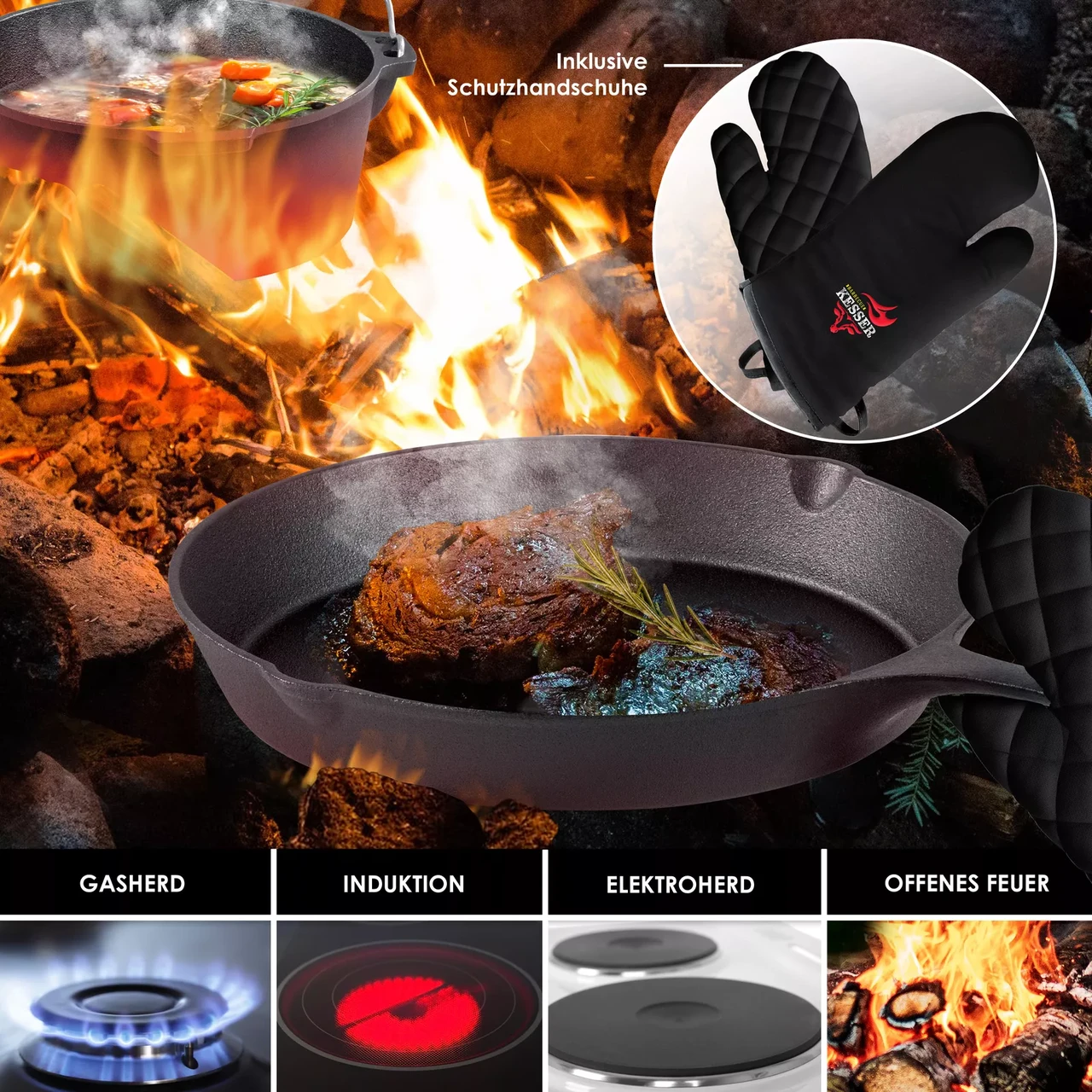 Посуда туристическая KESSER чугун 9 предметов - фото 4