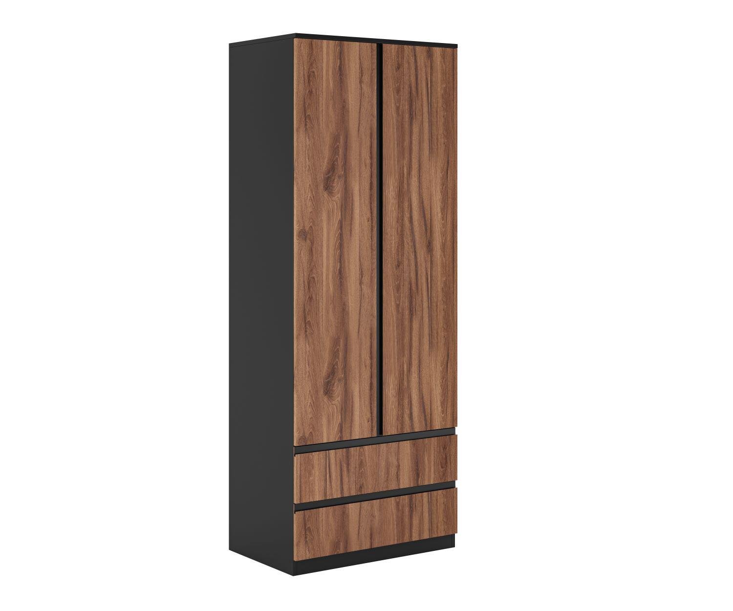 Шафа 2Д2Ш Світ меблів Фріда із ДСП Чорний/Дуб Ліворно (51769)