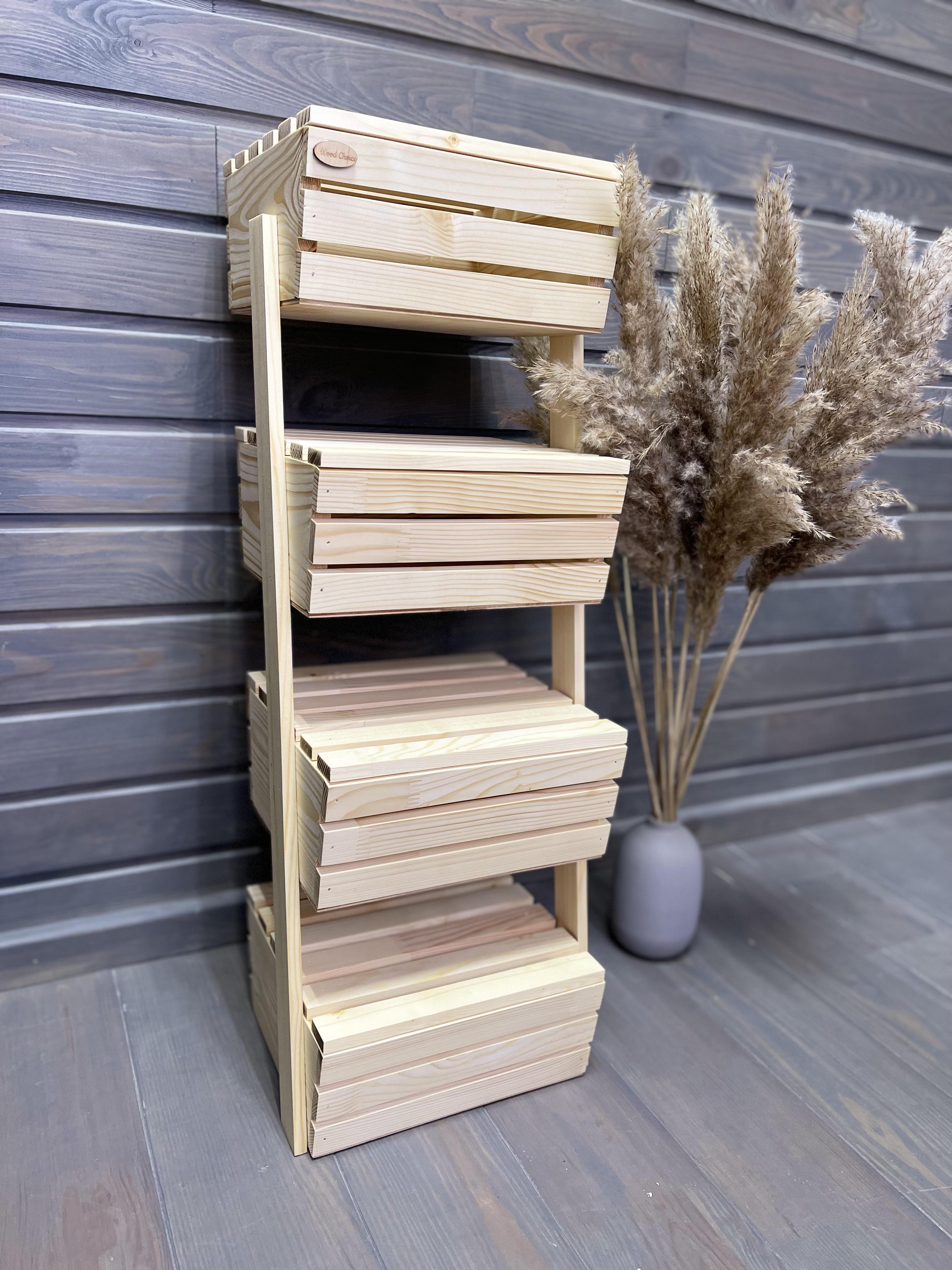 Ящик-фруктовница деревянный эко с крышками 4 яруса (232) - фото 7 Ящик-фруктовница деревянный эко с крышками 4 яруса (232) - фото 7