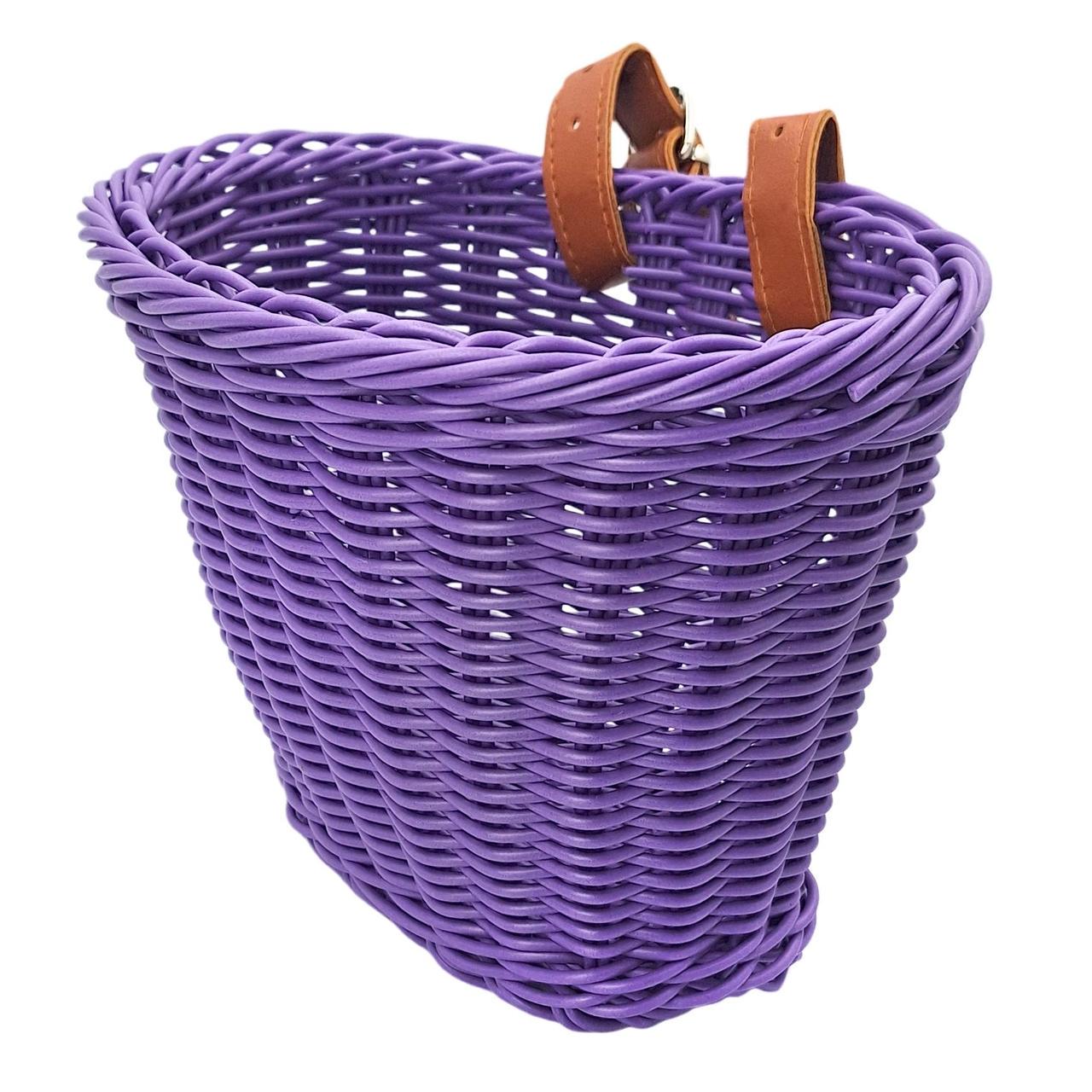 Кошик на дитячий велосипед/самокат плетений ретро 20х16х16 см Фіолетовий (G0001896)