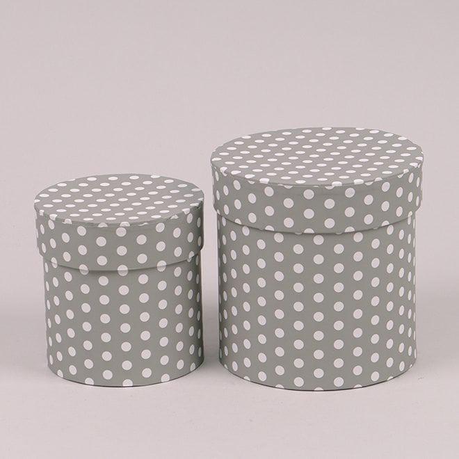 Комплект коробок для цветов Flora 2 шт. Серый в белый горошек (39869) - фото 1 Комплект коробок для цветов Flora 2 шт. Серый в белый горошек (39869) - фото 1