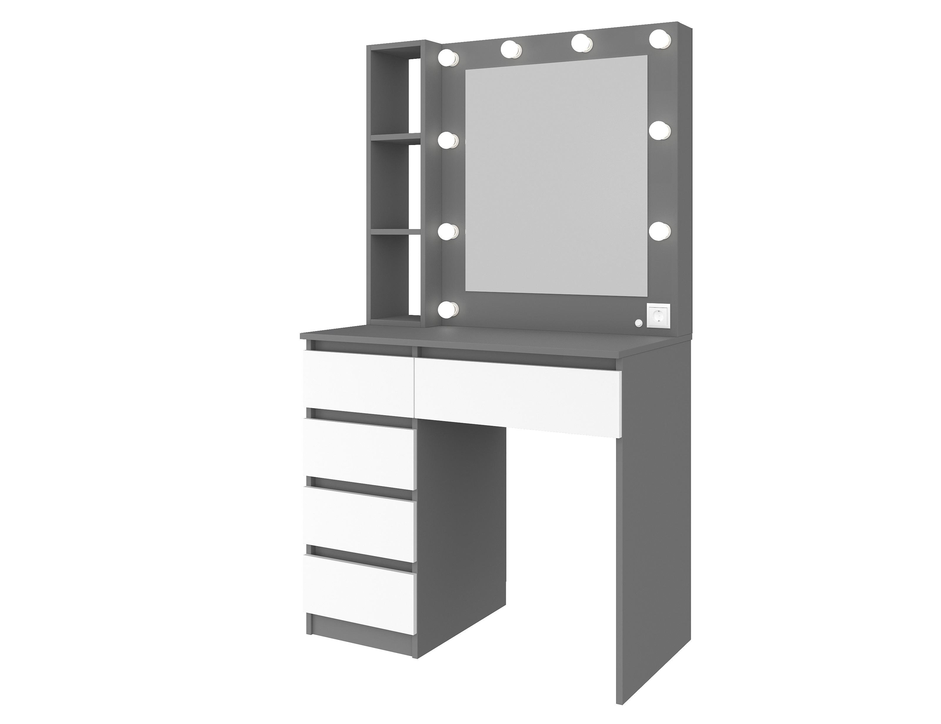 Туалетний столик із лампочками Visage №1 900х500х1600 мм Графіт/Білий - фото 2