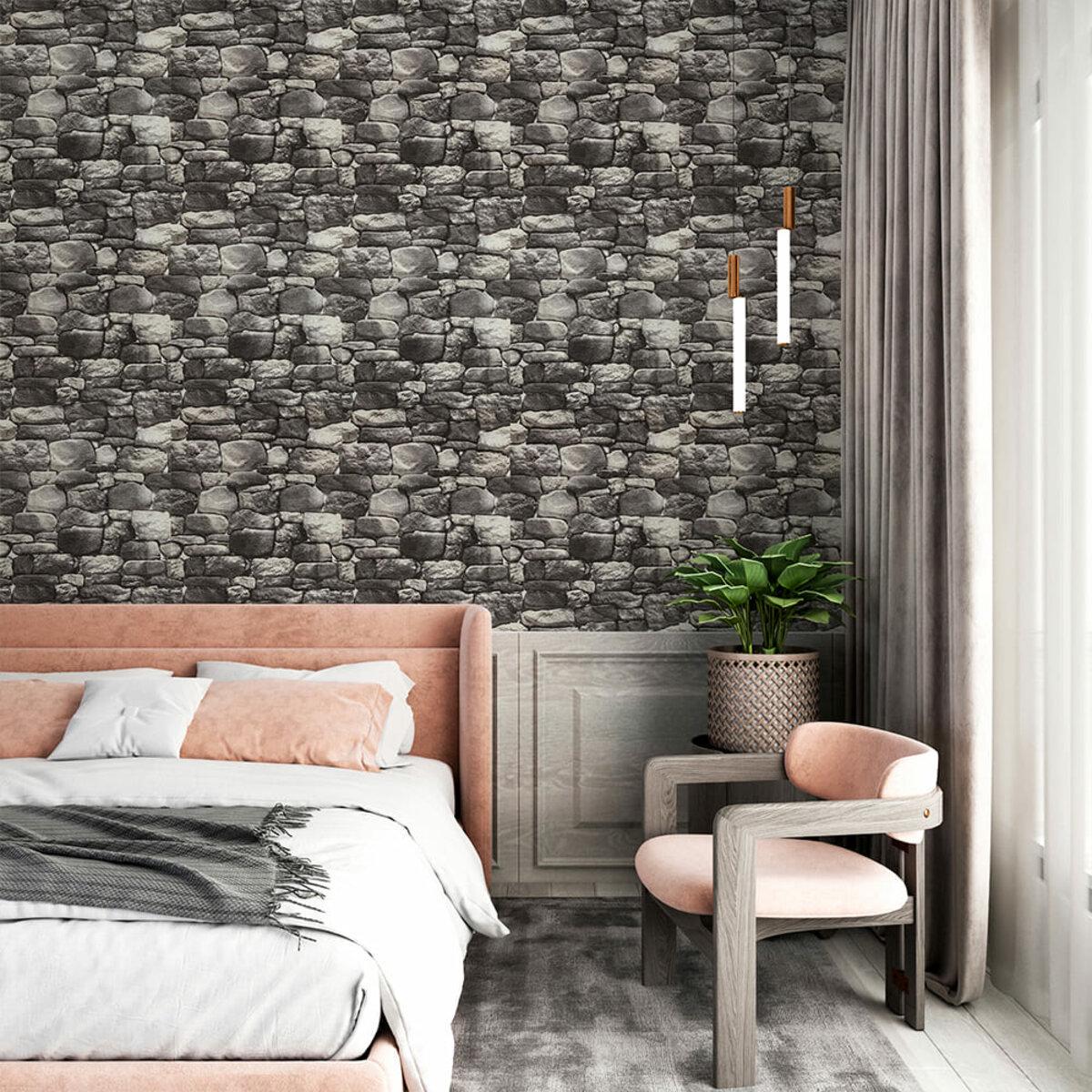 Обои самоклеящиеся кирпич 2800х450х1,8 мм Серый (SW-00000724) - фото 6