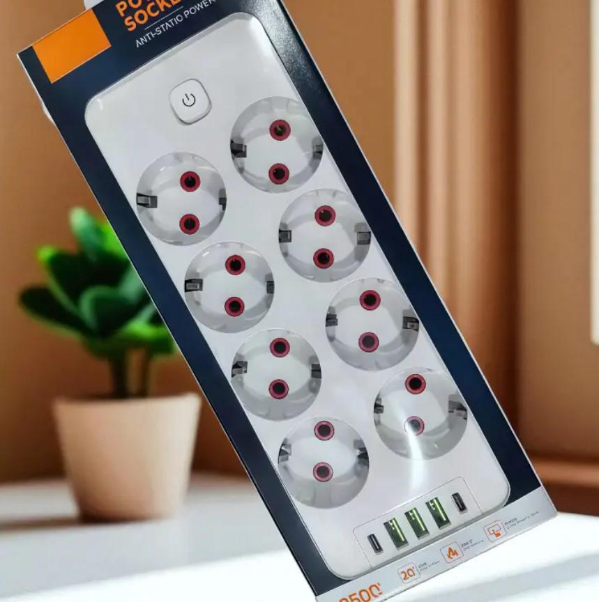 Удлинитель Power Socket 5 м 8 розеток и три USB 2500 Вт (2104618792) - фото 6