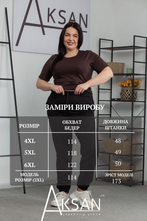 Спортивные штаны женские AKSAN 4XL Черный (21.908_black_54(4XL)) - фото 4 Спортивные штаны женские AKSAN 4XL Черный (21.908_black_54(4XL)) - фото 4