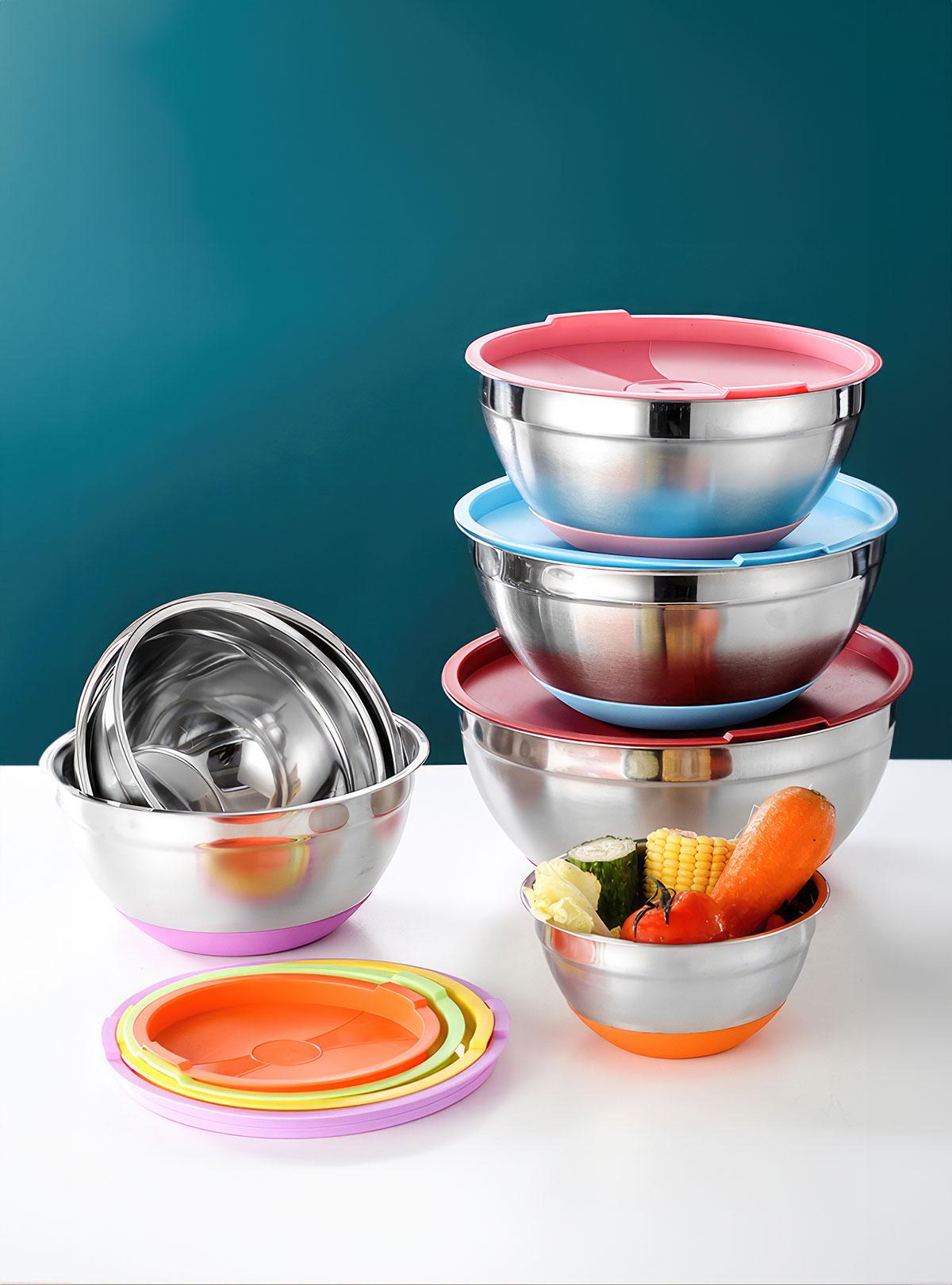 Набір металевих мисок OnePro 8836 із силіконовою кришкою 18-30 см 7 шт. Сірий (66190) - фото 12