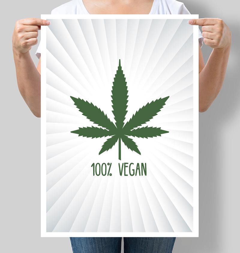 Постер вегетарианство "100% vegan" 42х60 см (М102)