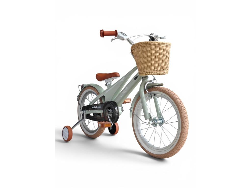 Детский велосипед Hello Baby NN515-14 14" надувные колеса/передний/задний тормоз/корзина/колокольчик от 3 лет до 60 кг Серый (NN515-14-1 а-р)