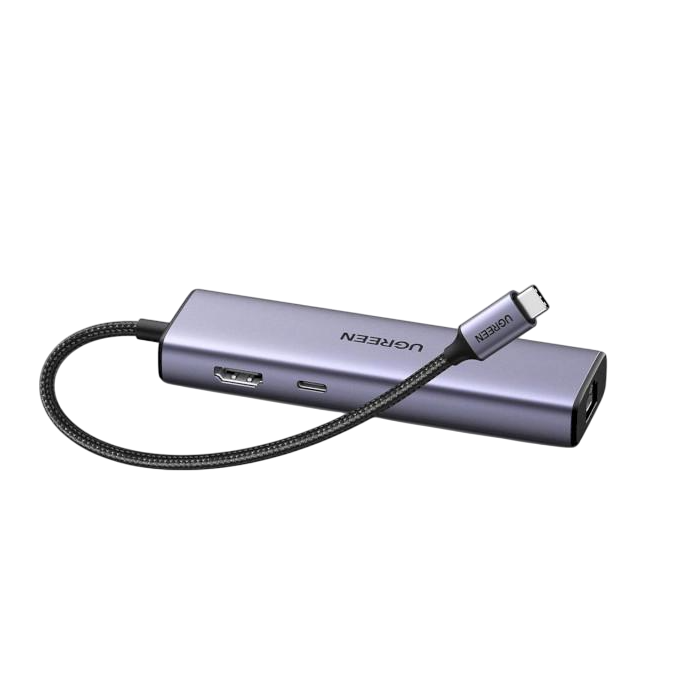 Хаб USB UGREEN CM512 6в1 USB-C/HDMI/3xUSB 3.0/USB-C PD Gigabit Ethernet Grey (611507)