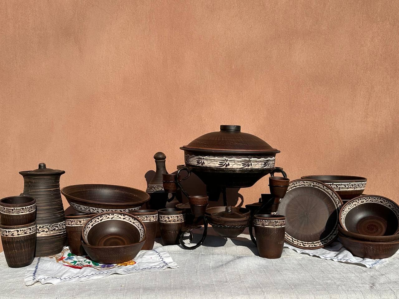 Набір столового посуду із червоної глини Шашличниця ангоб (2559284510) - фото 3